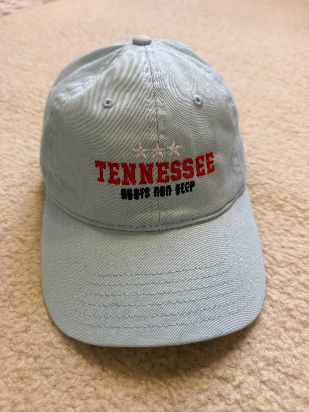 Tennessee Embroidered Light Blue Baseball Cap Hat Roots Run Deep